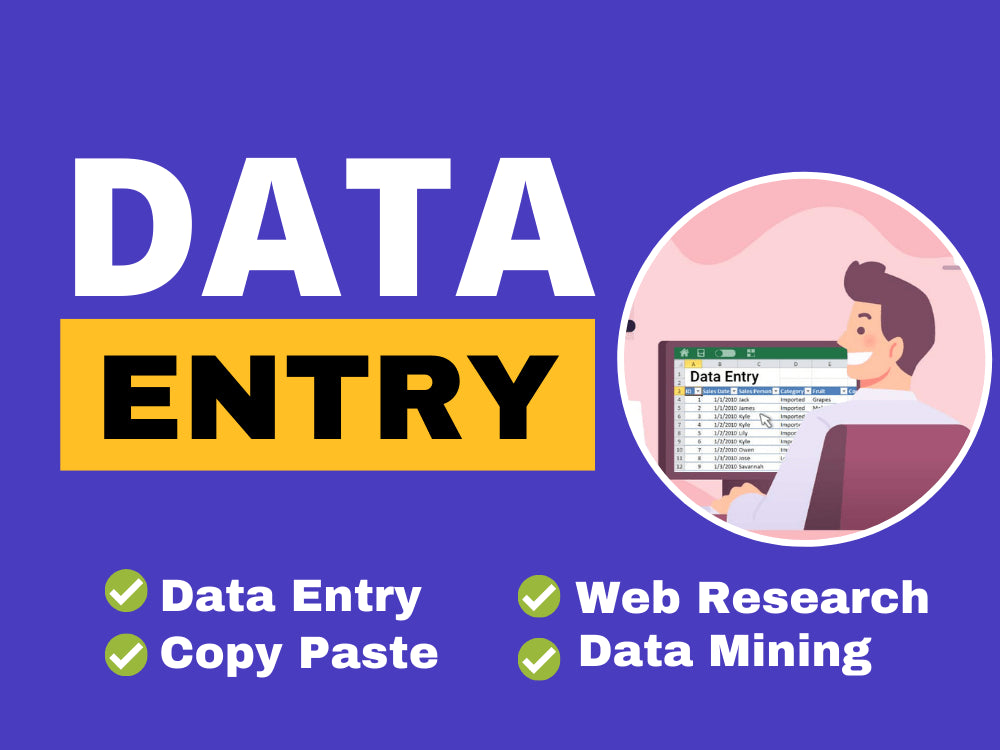 I will be your virtual assistant for data entry, data mining, copy paste, web research-3 hours of work